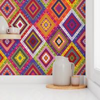 Kilim Diamonds - bright rainbow