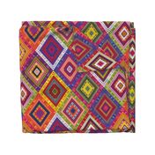 Kilim Diamonds - bright rainbow