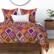 Kilim Diamonds - bright rainbow