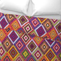 Kilim Diamonds - bright rainbow