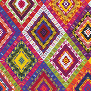 Kilim Diamonds - bright rainbow