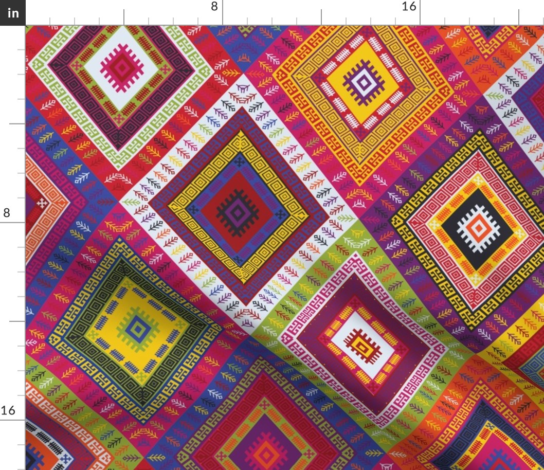 Kilim Diamonds - bright rainbow