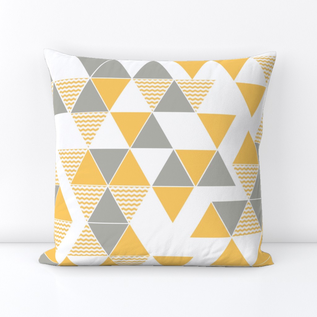 Abstract Kilim triangles yellow and grey