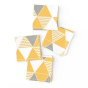 Abstract Kilim triangles yellow and grey