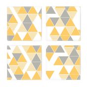 Abstract Kilim triangles yellow and grey