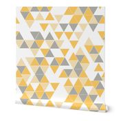 Abstract Kilim triangles yellow and grey