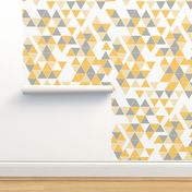 Abstract Kilim triangles yellow and grey