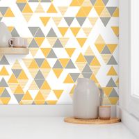 Abstract Kilim triangles yellow and grey