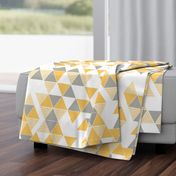 Abstract Kilim triangles yellow and grey