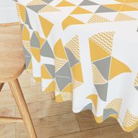 Abstract Kilim triangles yellow and grey