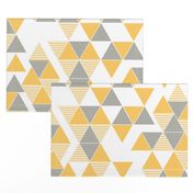 Abstract Kilim triangles yellow and grey