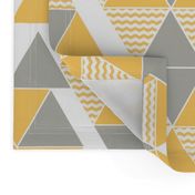 Abstract Kilim triangles yellow and grey