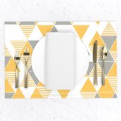 Abstract Kilim triangles yellow and grey