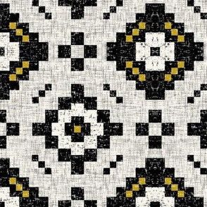 Black + white Kilim, mustard accents by Su_G_©SuSchaefer