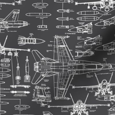 F-18 Blueprints on Charcoal // Small