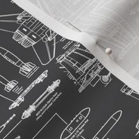 F-18 Blueprints on Charcoal // Small