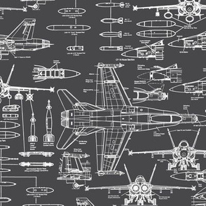 F-18 Blueprints on Charcoal // Small