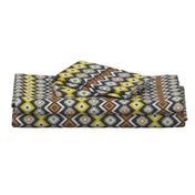 Kilim geometric - bold colors - black, mustard, rust - diamonds - stepped 