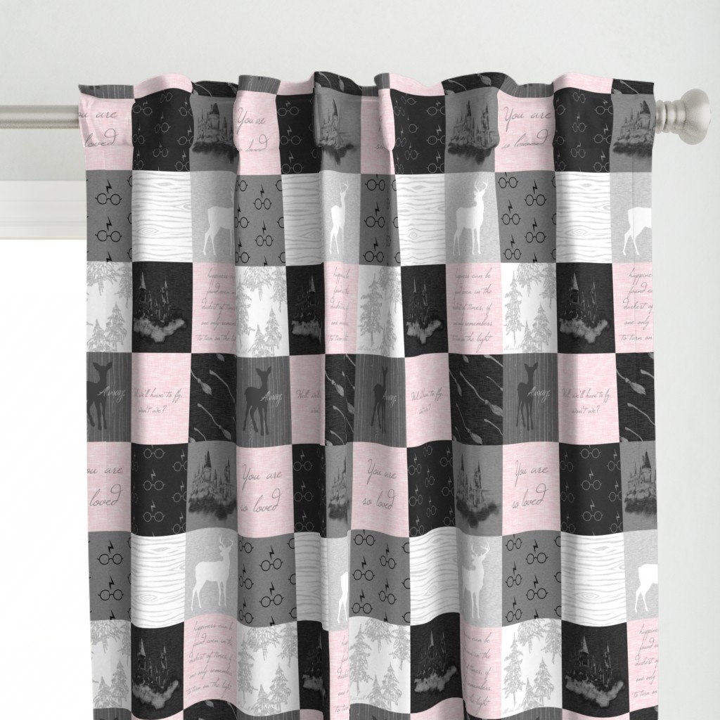 4.5” Always Quilt - Pink and greys - - wizard quotes