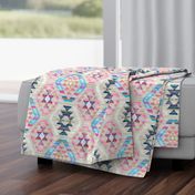 Woven Textured Pastel Kilim - cool cream