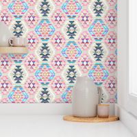 Woven Textured Pastel Kilim - cool cream