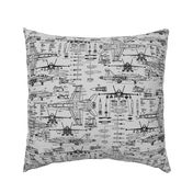 F-18 Blueprints on Grey // Large