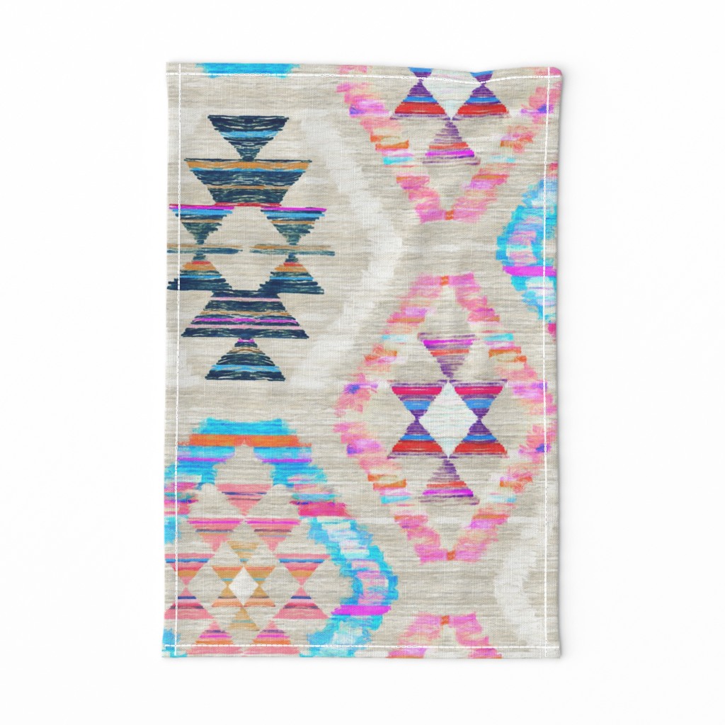 Large Scale Woven Textured Pastel Kilim - cool cream