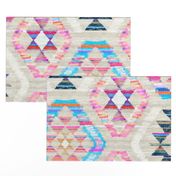 Large Scale Woven Textured Pastel Kilim - cool cream