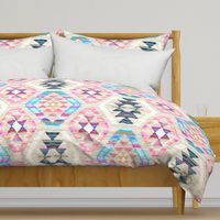 Large Scale Woven Textured Pastel Kilim - cool cream