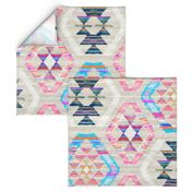 Large Scale Woven Textured Pastel Kilim - cool cream