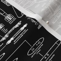 F-18 Blueprints on Black // Large