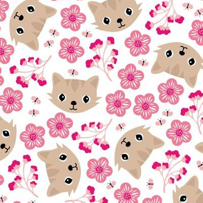 Spring blossom kitty sweet cats illustration pets love flowers pink