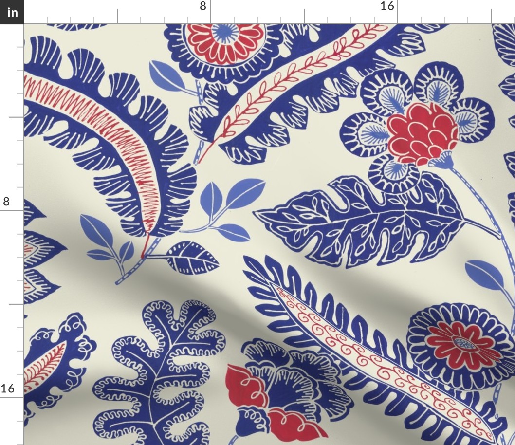 Indian chintz (blue and red)