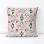 Small Scale Woven Textured Pastel Kilim - warm cream