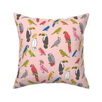 parrot // tropical rainforest bird fabric parrots blush