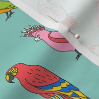 parrot // tropical rainforest bird fabric parrots turquoise