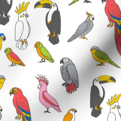 parrot // tropical rainforest bird fabric parrots bright