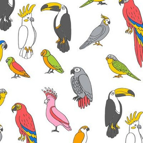 parrot // tropical rainforest bird fabric parrots bright