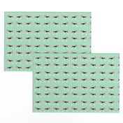 wire fox love hearts dog breed fabric mint