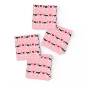 wire fox love hearts dog breed fabric pink