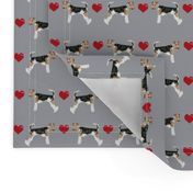 wire fox love hearts dog breed fabric grey