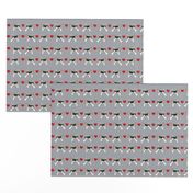 wire fox love hearts dog breed fabric grey