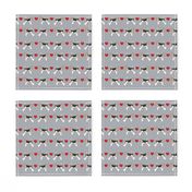 wire fox love hearts dog breed fabric grey