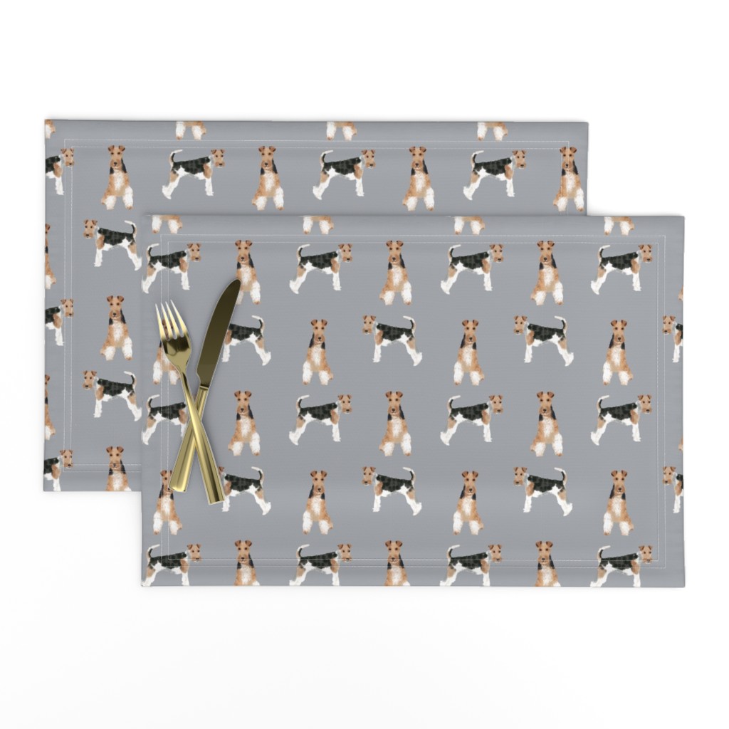 wire fox terrier simple dog breed fabric grey