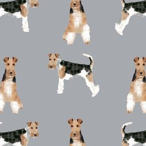 wire fox terrier simple dog breed fabric grey