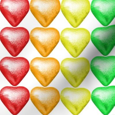 3 Foil Wrapped Chocolates Hearts  valentine love desserts candy sweets food colorful rainbow multi colors colored kawaii cute egl elegant gothic lolita candies  