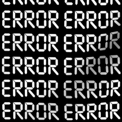 3 calculators display error messages digital electronic pop art retro failures black white monochrome