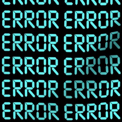 4 calculators display error messages digital electronic pop art retro neon blue failures