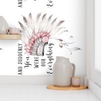 42"x36" Suddenly You Were Our Everything / Pink and Grey Headdress
