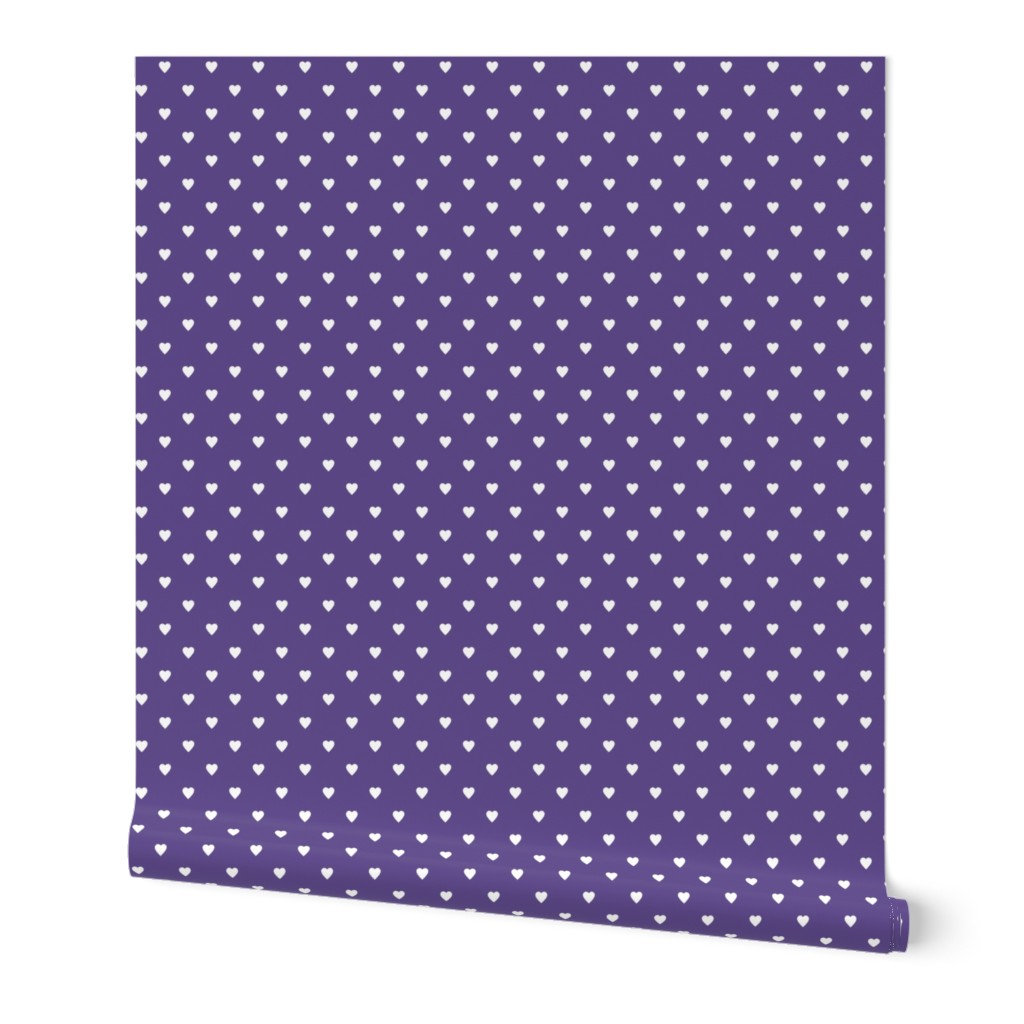 White Hearts on Ultra Violet Purple